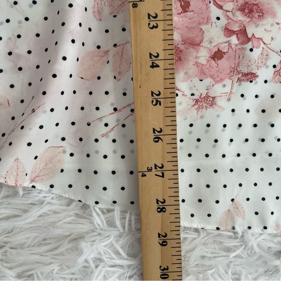 Rose + Olive Womens Floral Dot Print Top Size 2X Smock Neck 3/4 Sleeve Office - Picture 6 of 8